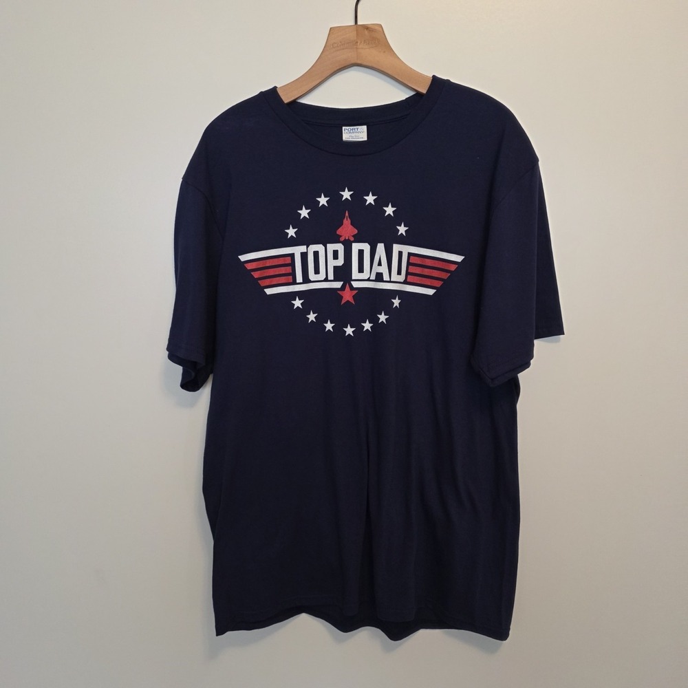 Top Dad T-Shirt Top Gun Navy T-Shirt Port & Company Navy Blue Mens Large